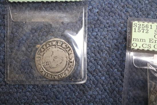 Elizabeth I silver coinage - a shilling and three sixpences (4)